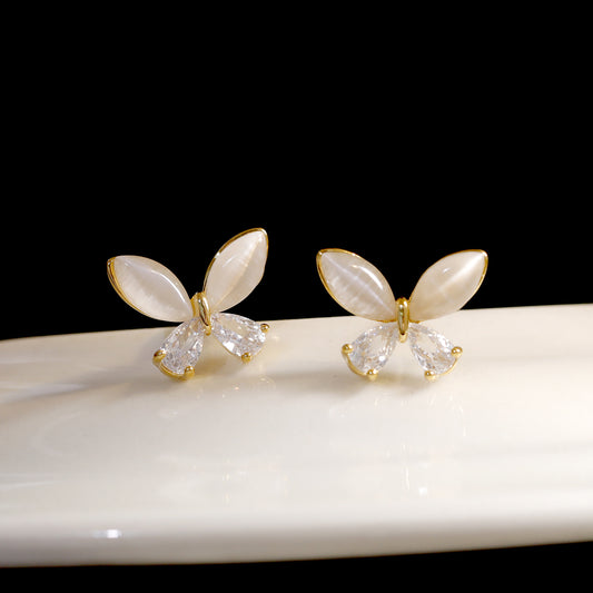 Elegant Butterfly Copper 18K Gold Plated Ear Studs