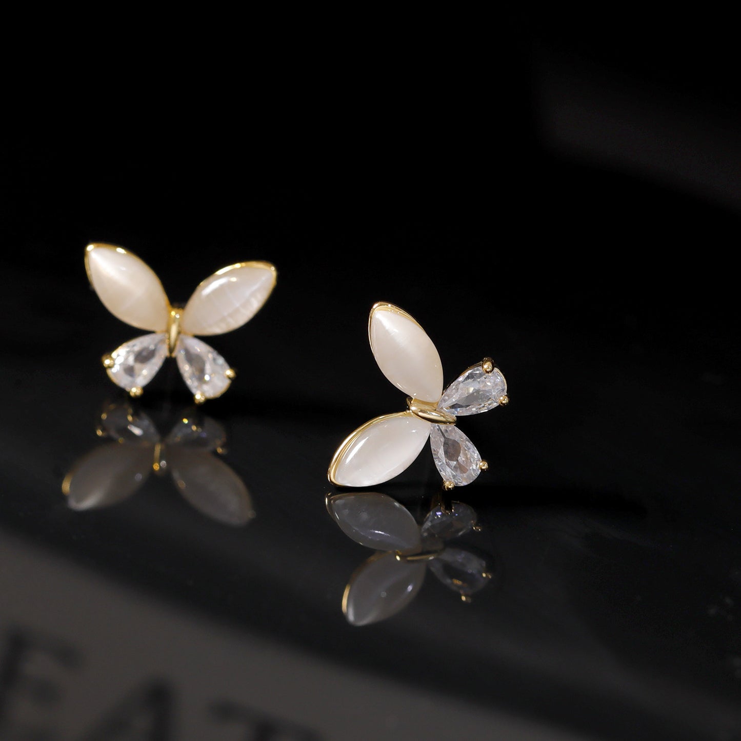 Elegant Butterfly Copper 18K Gold Plated Ear Studs
