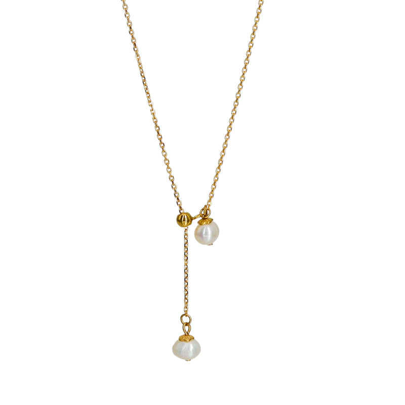elegant freshwater pearl 18k gold plated pendant necklace