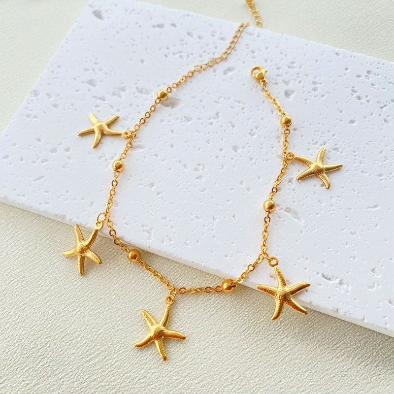 Starfish dolphin 18k gold plated women's anklet