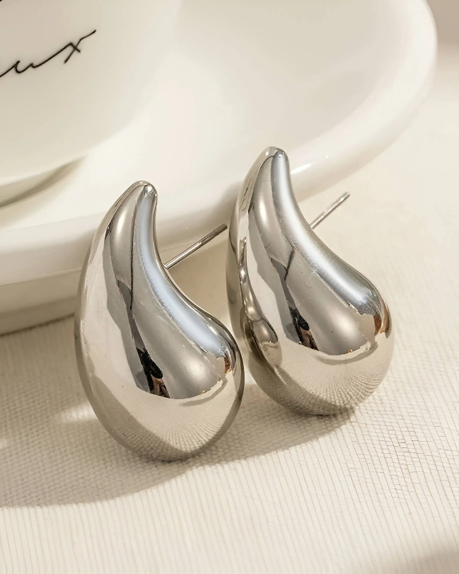 Water Droplets 18K Gold Plated Ear Studs