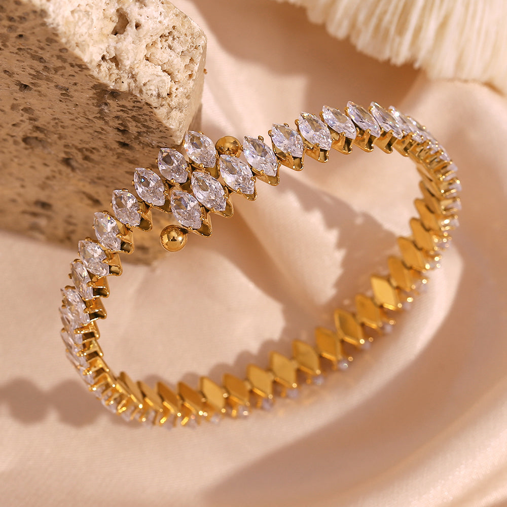 Classic style water droplets inlay 18k gold plated zircon rings bracelets