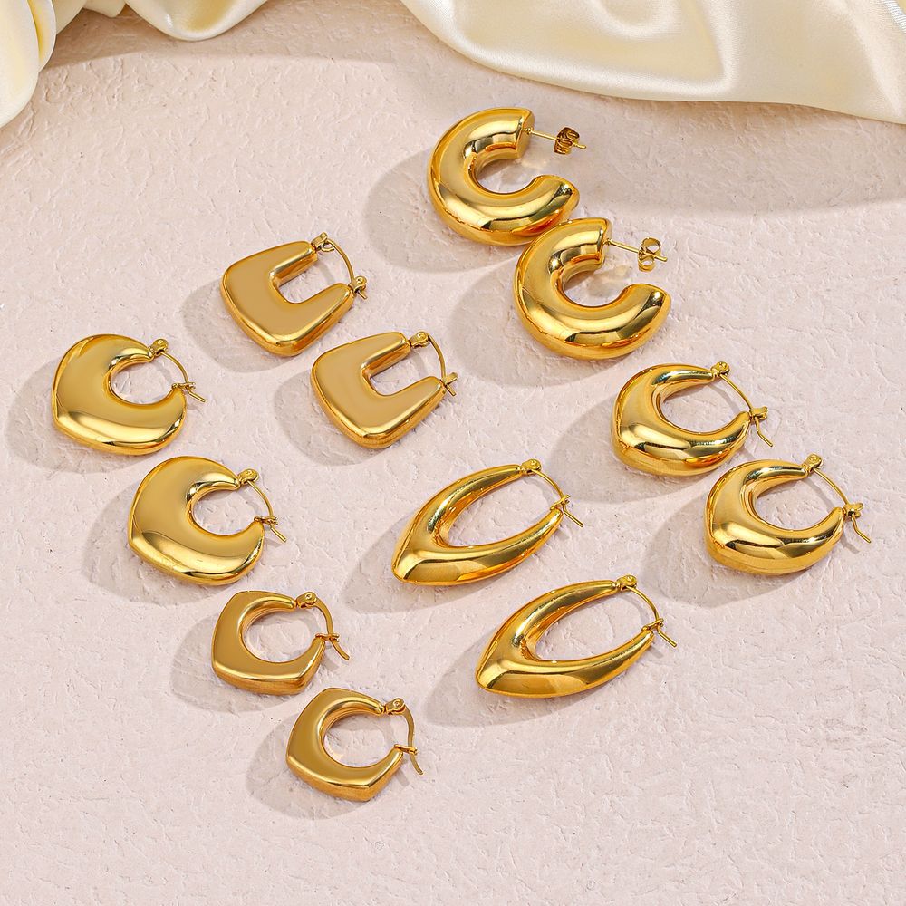 Geometric C shape 18K Gold Plated earrings