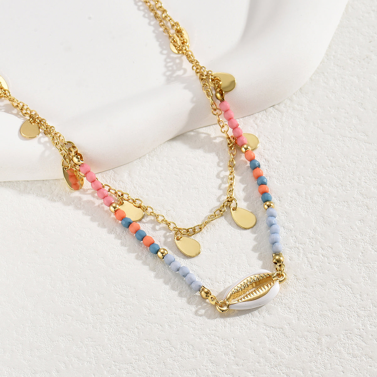 Bohemian Water Droplets Shell Layered Necklaces