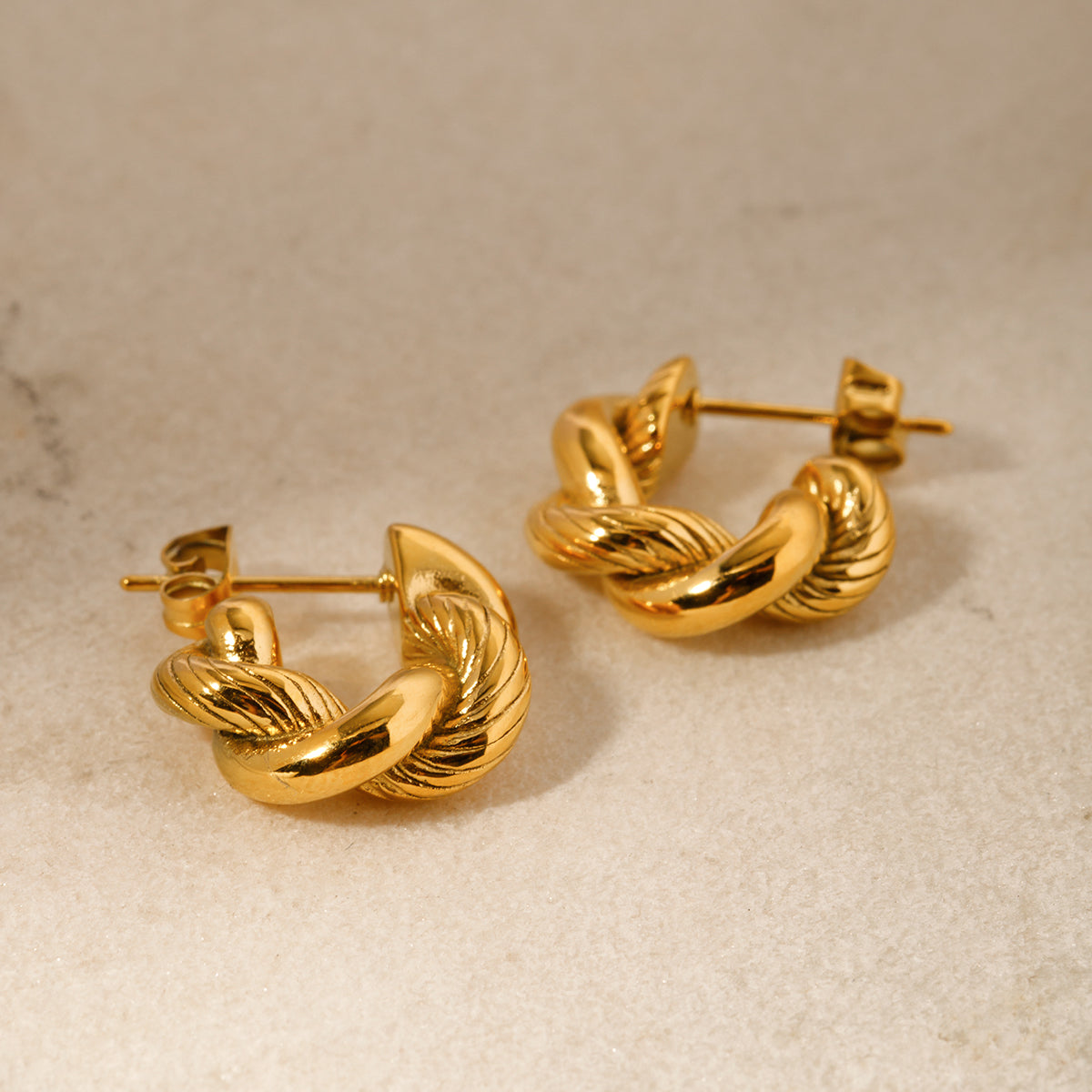 Twist 18K Gold Plated Ear Studs
