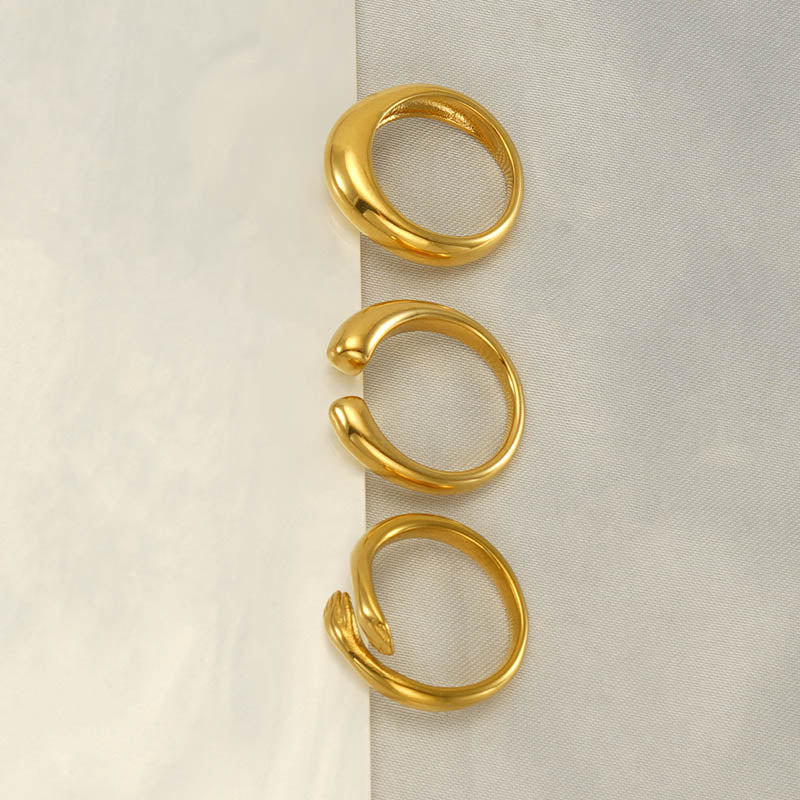 Geometric ring 18k gold plated open