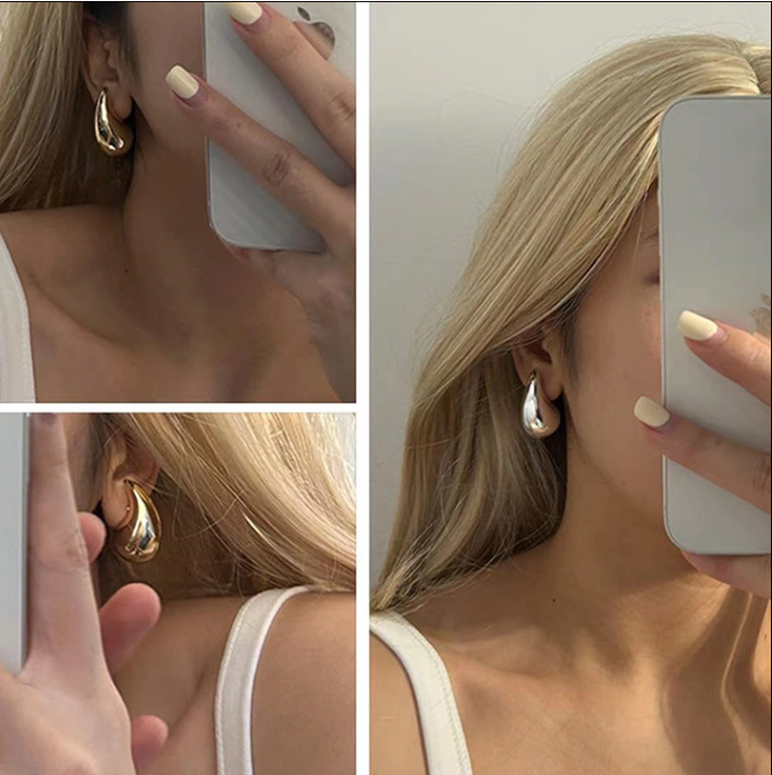 Water Droplets 18K Gold Plated Ear Studs