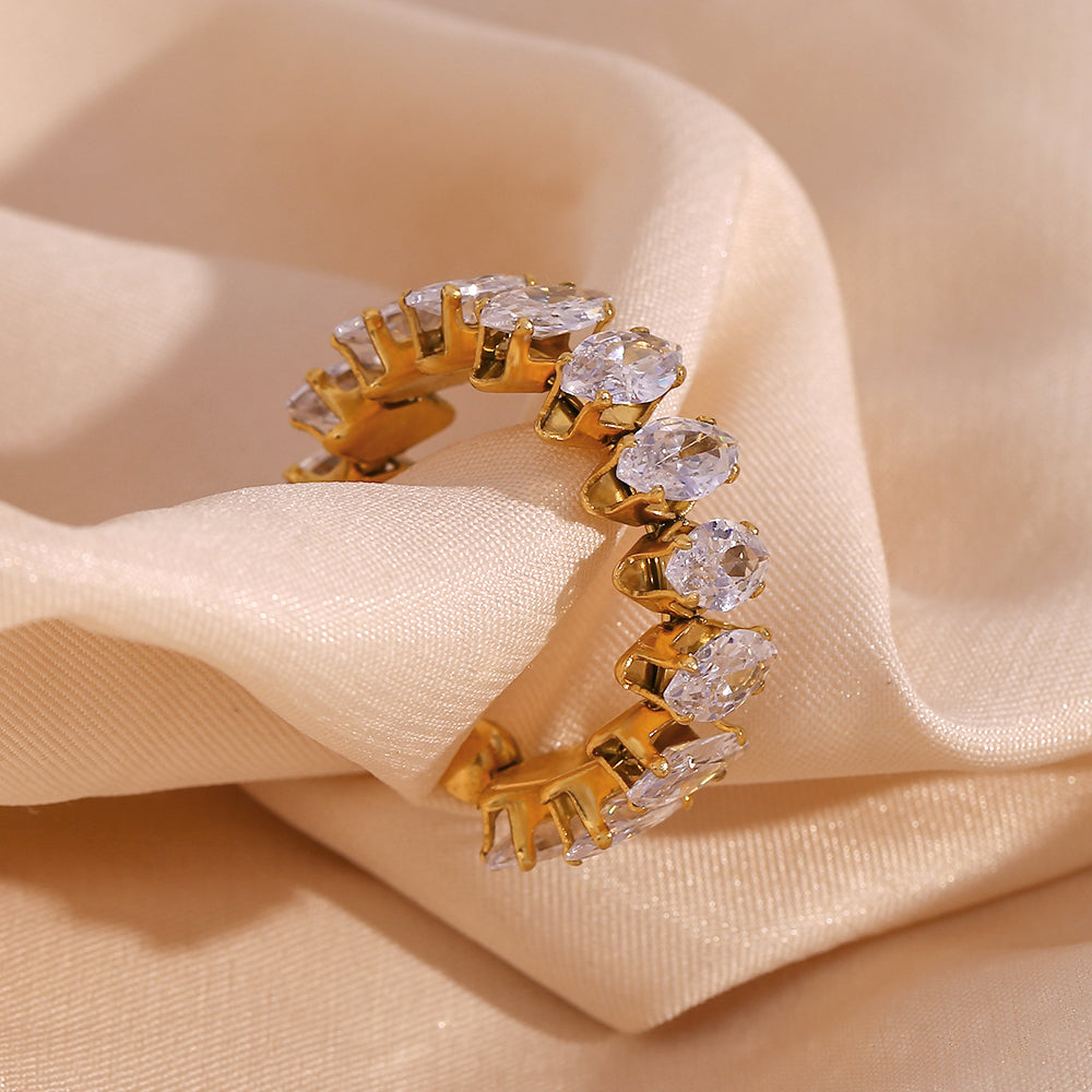 Classic style water droplets inlay 18k gold plated zircon rings bracelets