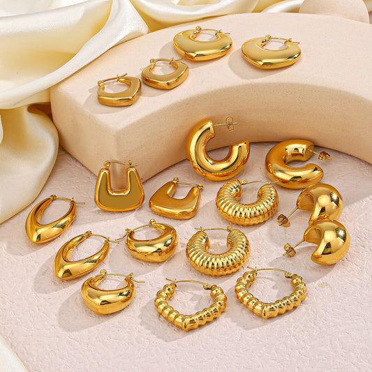 Geometric C shape 18K Gold Plated earrings