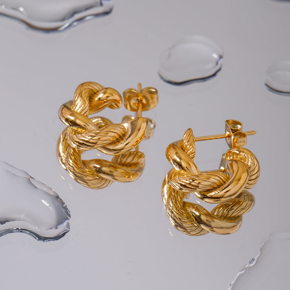 Twist 18K Gold Plated Ear Studs