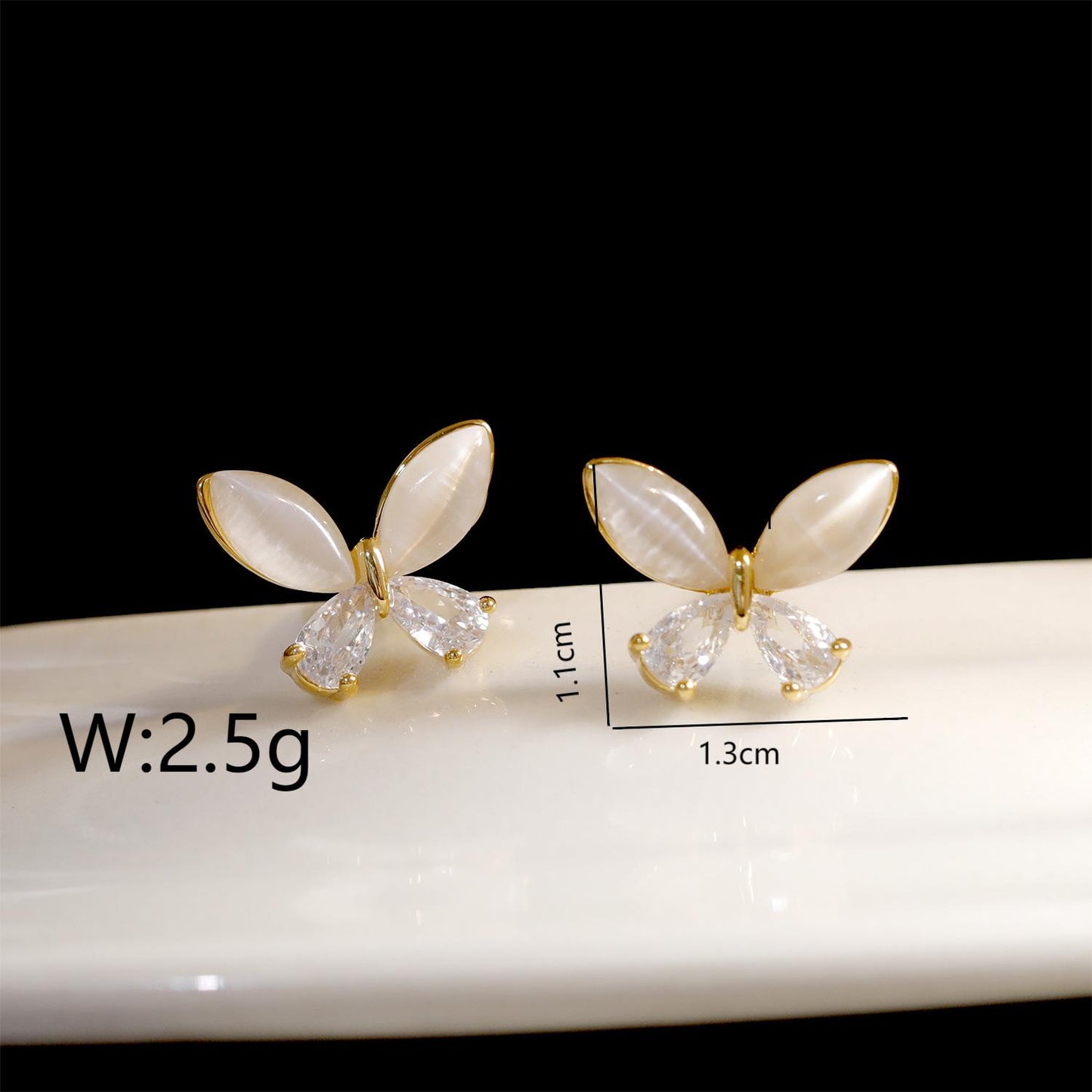 Elegant Butterfly Copper 18K Gold Plated Ear Studs