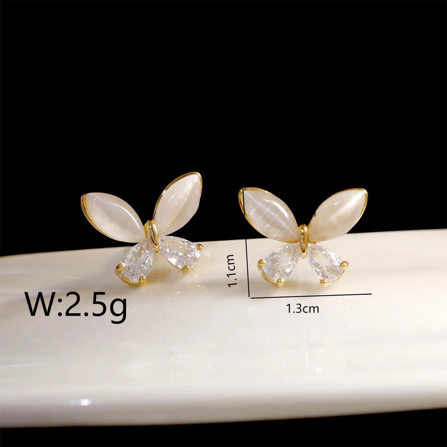 Elegant Butterfly Copper 18K Gold Plated Ear Studs