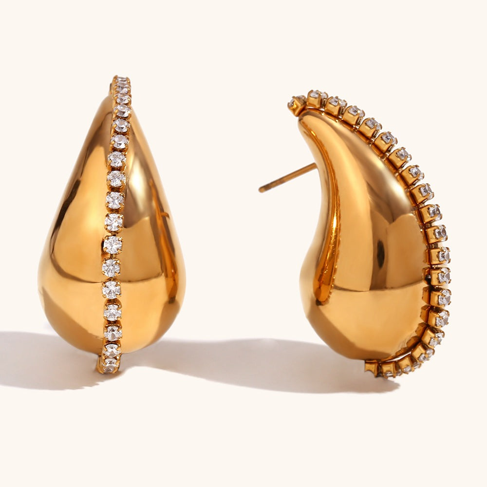 Water Droplets 18K Gold Plated Ear Studs