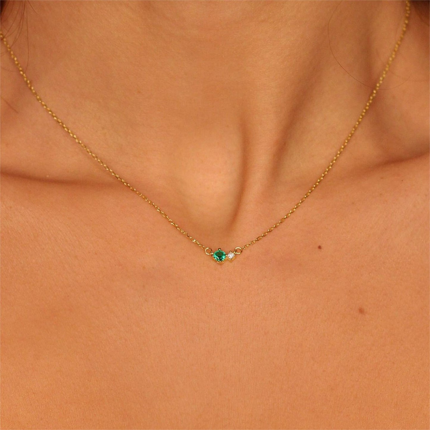 Round Pendant Necklace Zircon 18k Gold Plated