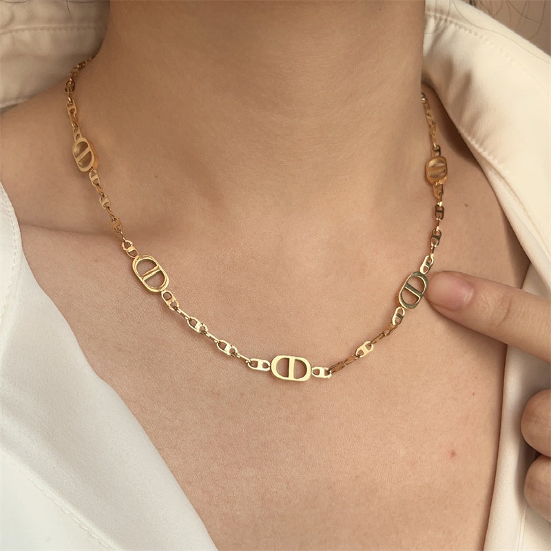 Pig nose 18k gold silver plated necklace