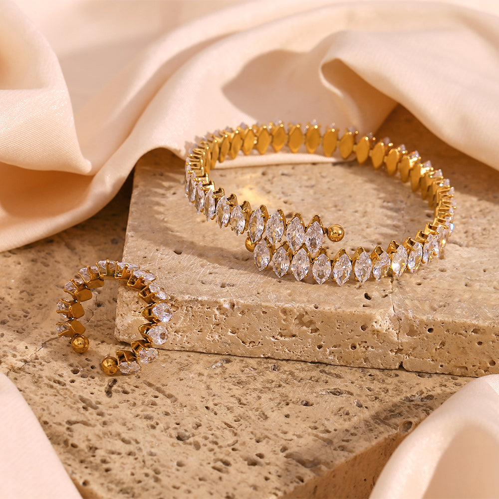 Classic style water droplets inlay 18k gold plated zircon rings bracelets