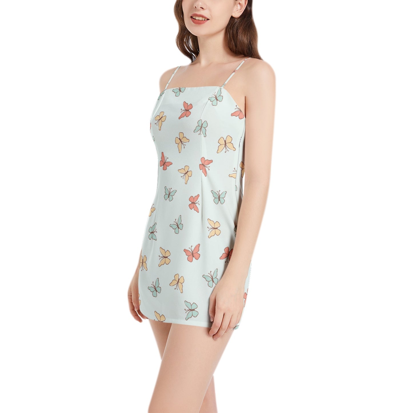 Sleeveless Square Neckline Spaghetti Strap Mini Dress