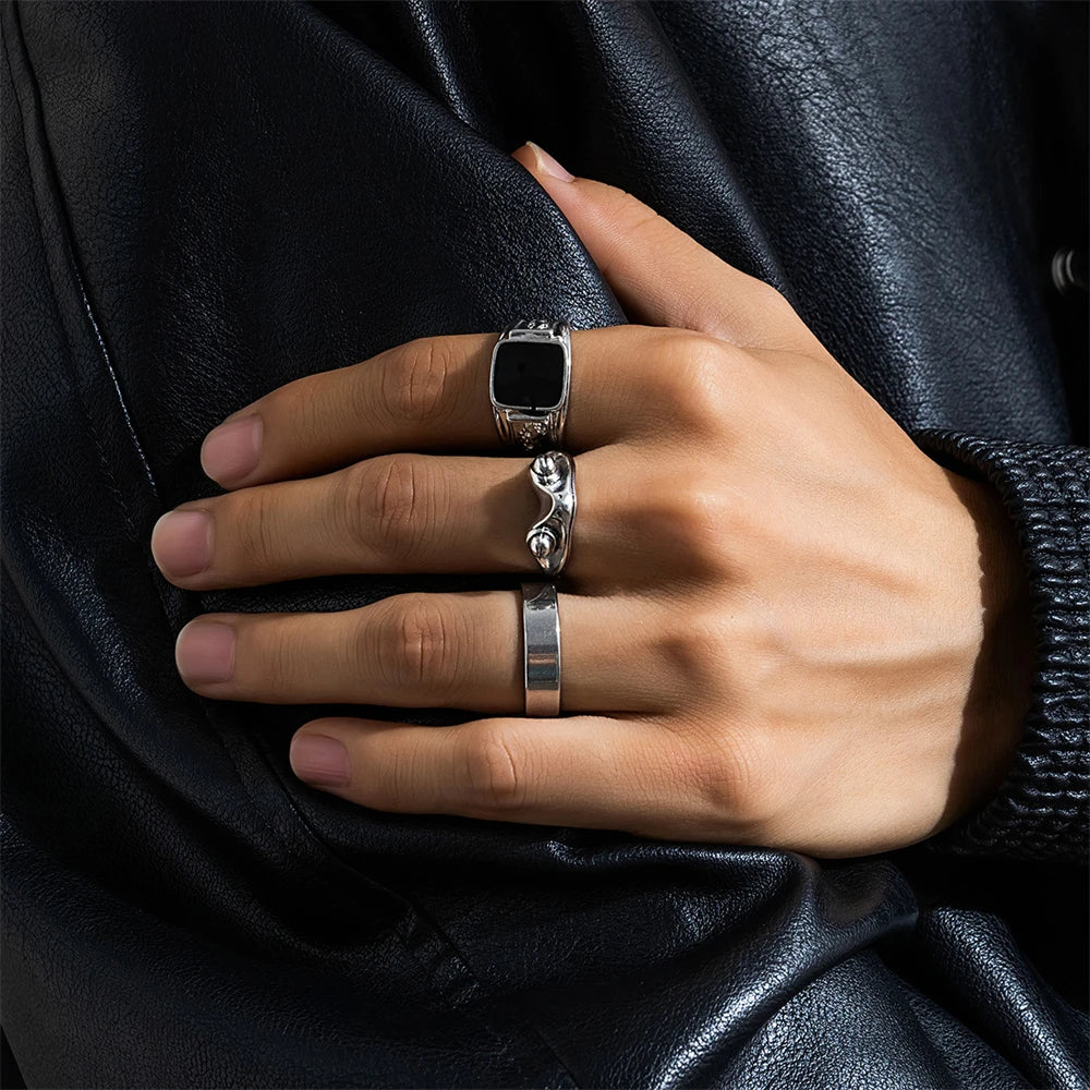 Men's Rings Set  Square/ Frog/ Ring
