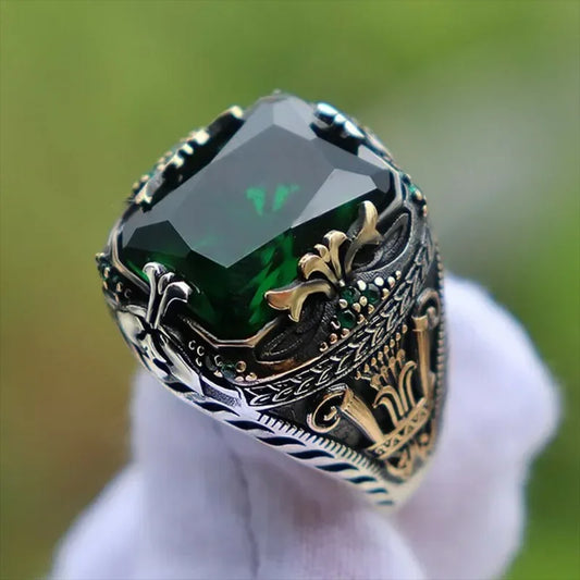 Handmade Zircon Inlay Ring