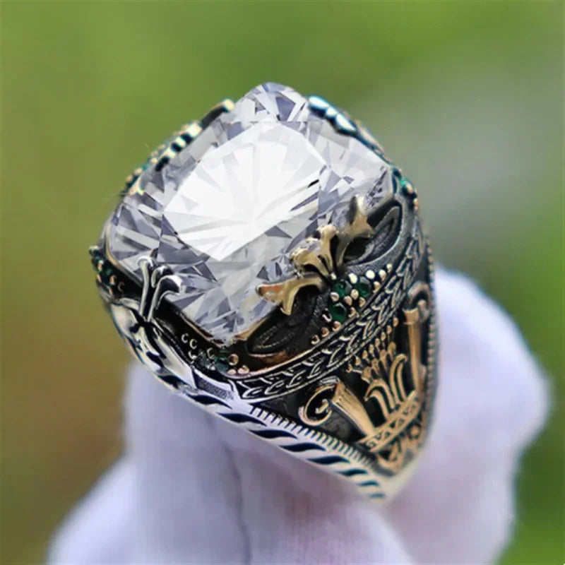Handmade Zircon Inlay Ring