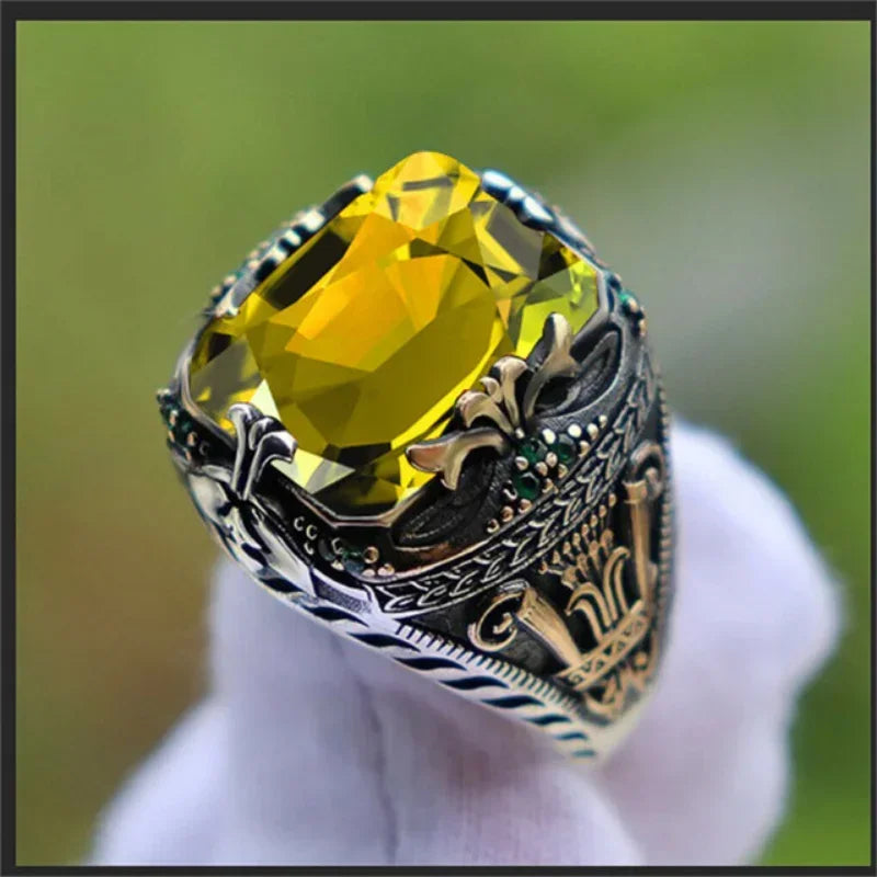 Handmade Zircon Inlay Ring