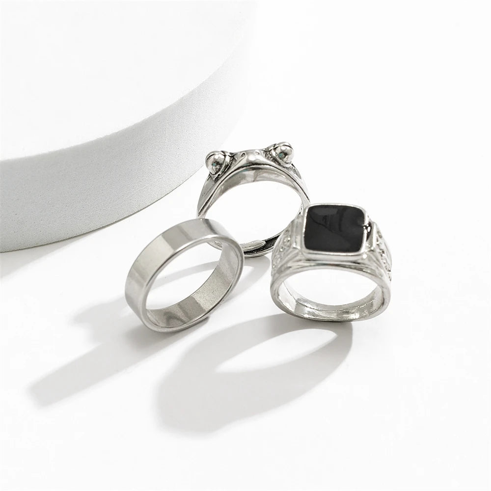 Men's Rings Set  Square/ Frog/ Ring