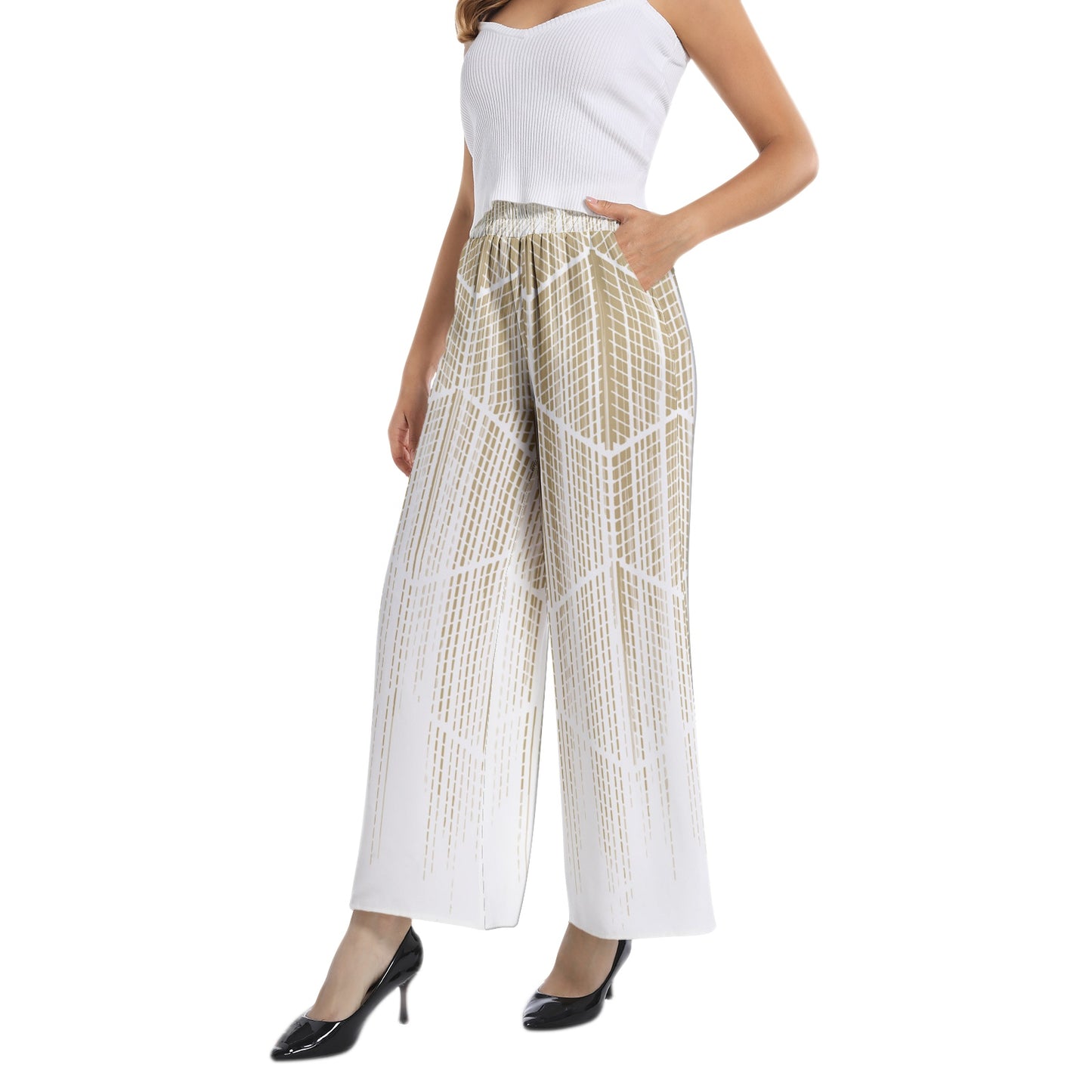Elastic Waist Wide Leg Pant