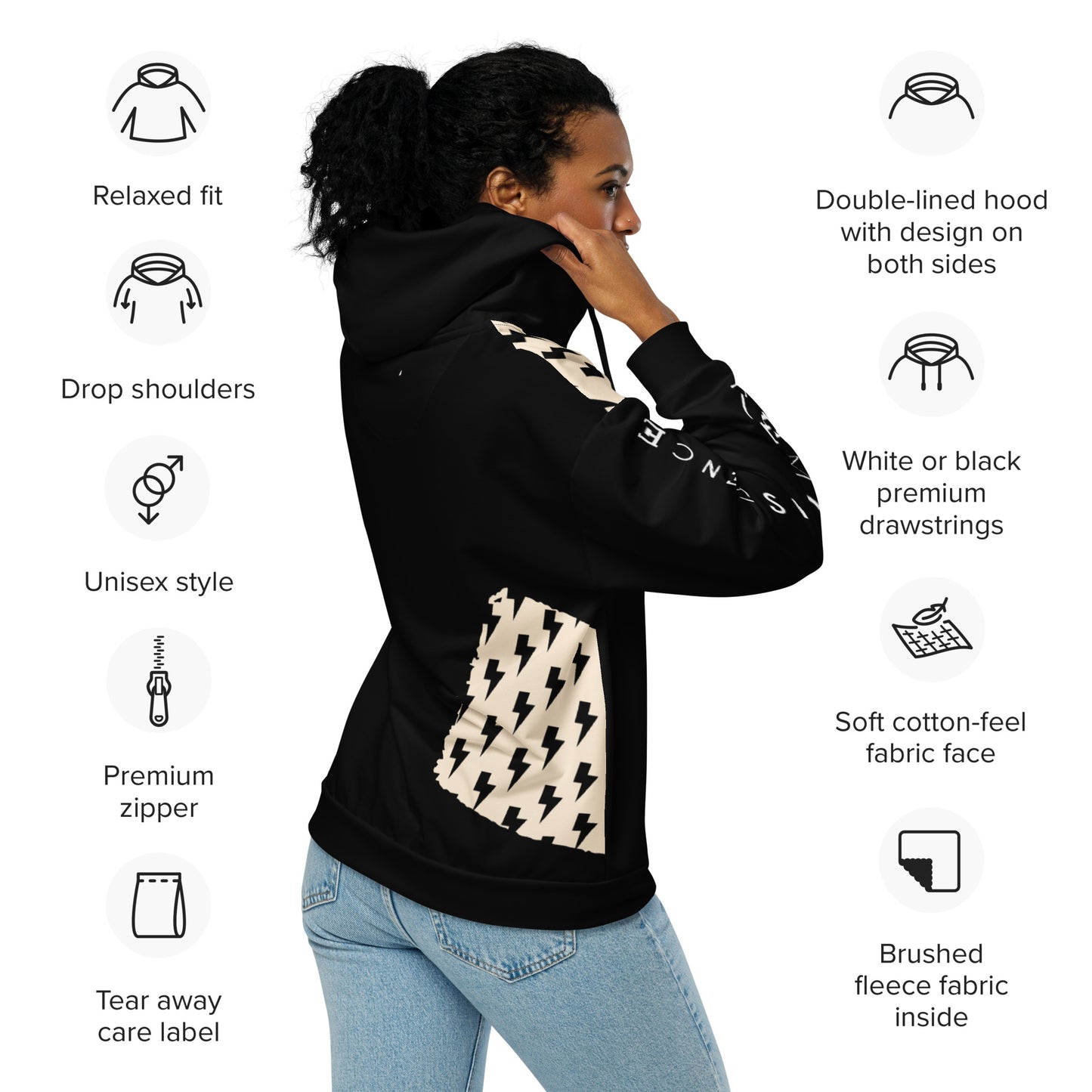 Reminiscence Black THUNDER Unisex zip hoodie